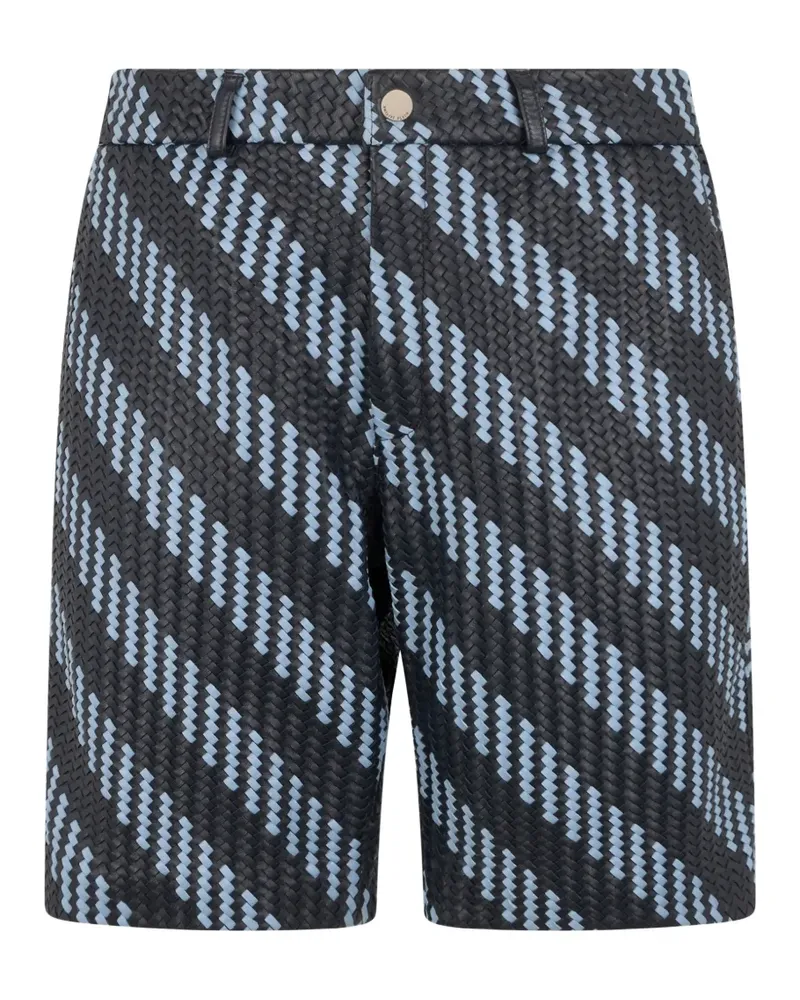 Philipp Plein weaved stripes leather shorts - Schwarz Schwarz