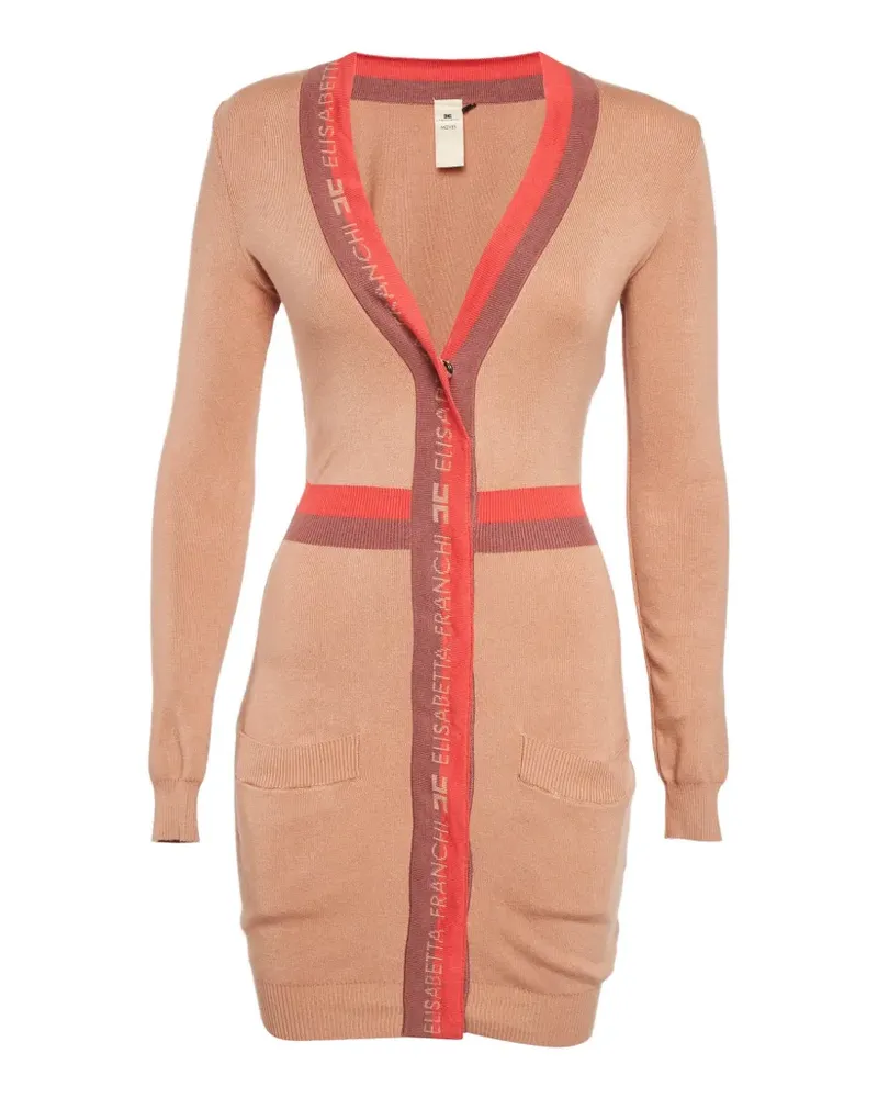 Elisabetta Franchi Gestricktes Minikleid mit Kontrastdetail - Braun Braun