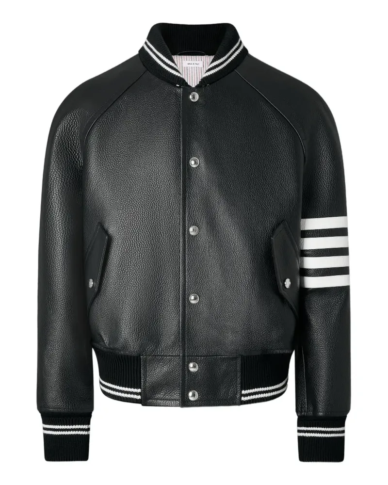 Thom Browne Lederjacke mit Raglanärmeln - Schwarz Schwarz