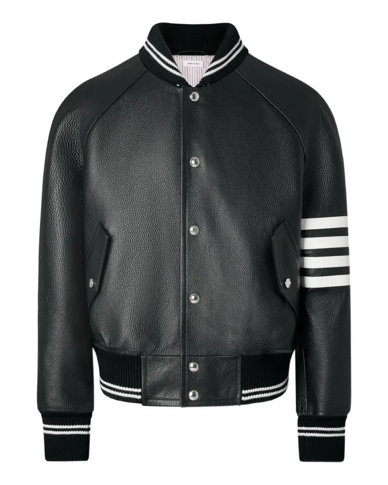 Thom Browne raglan-sleeve leather jacket - Schwarz Schwarz