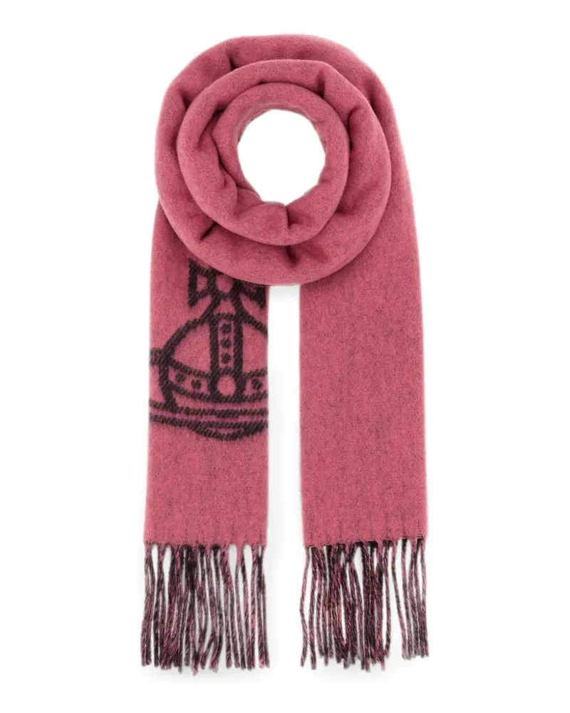 Vivienne Westwood logo-motif fringed scarf - Rosa Rosa