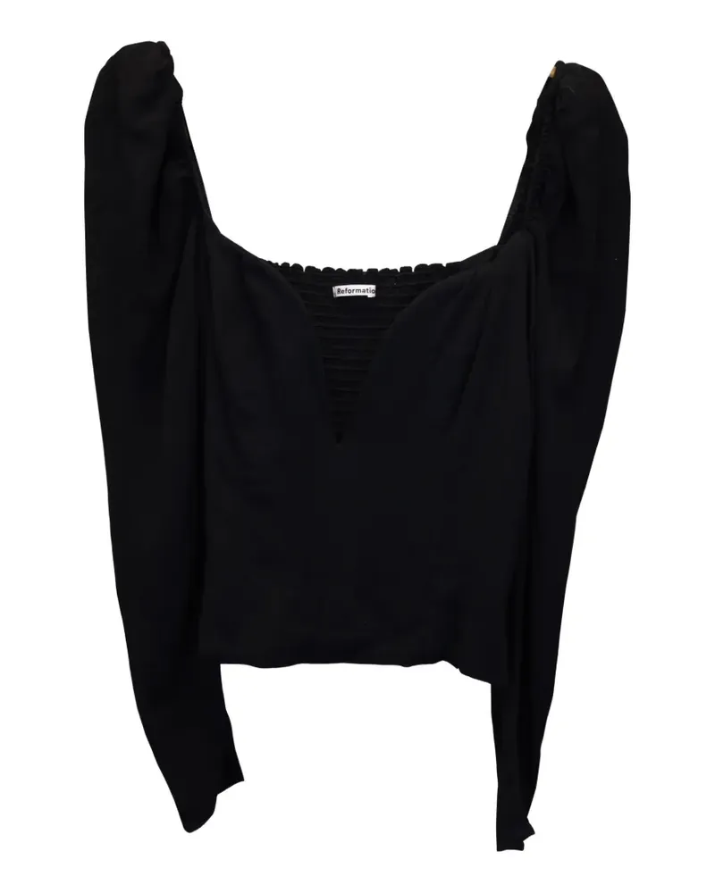Reformation Bluse mit Puffärmeln - Schwarz Schwarz
