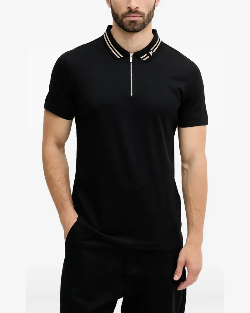 Karl Lagerfeld Poloshirt mit gestreiftem Kragen - Schwarz Schwarz