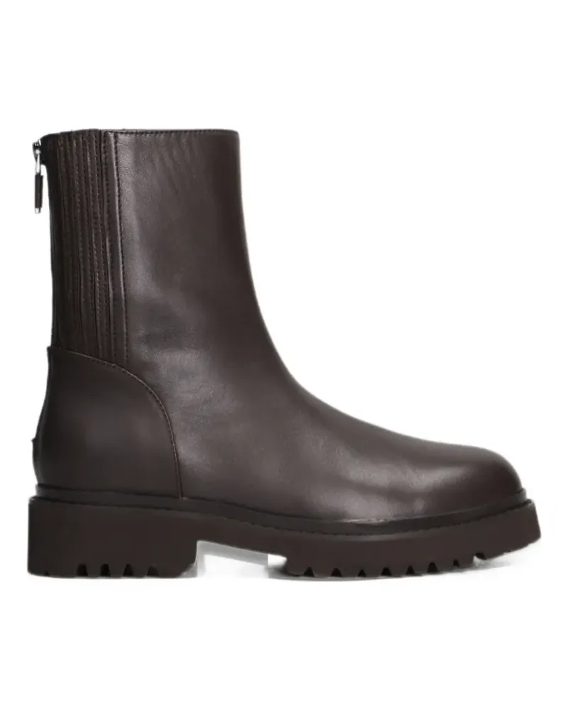Lola Cruz ribbed-panel leather chelsea boots - Braun Braun