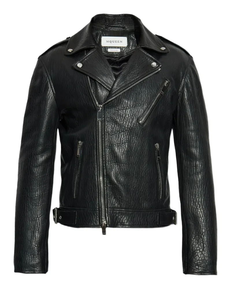 Alexander McQueen Strukturierte Bikerjacke - Schwarz Schwarz