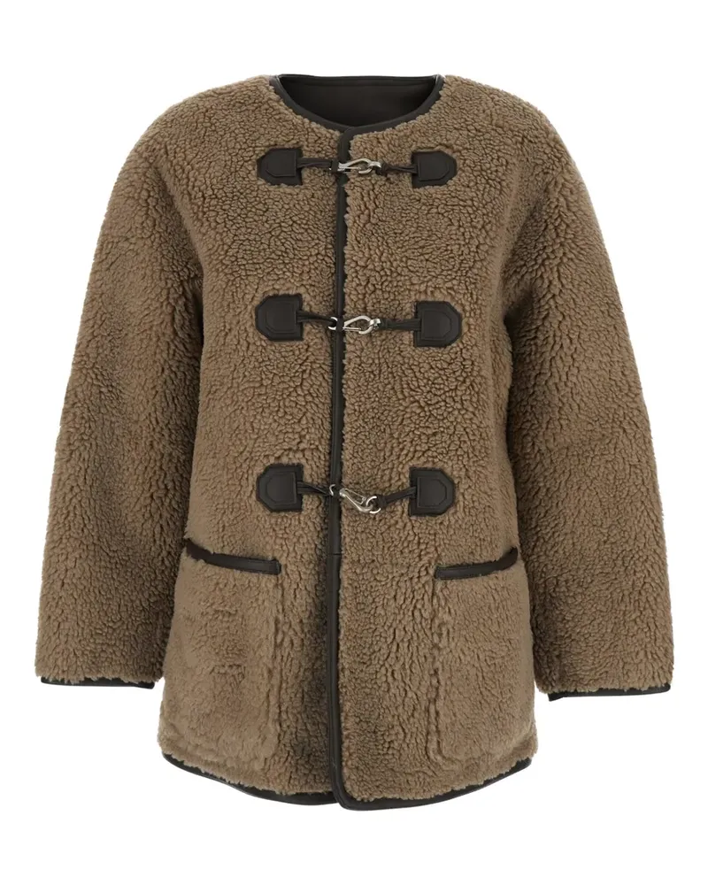 Dunst Shearling-Mantel ohne Kragen - Braun Braun