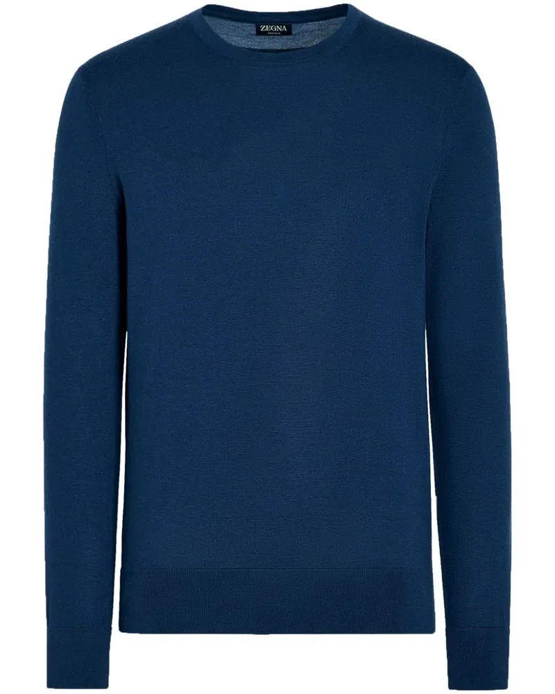 Ermenegildo Zegna Fein gestrickter Pullover Blau