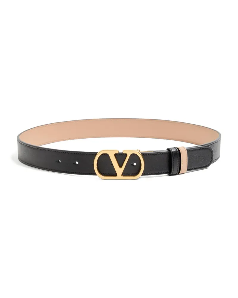 Valentino Garavani VLogo Signature reversible shiny calfskin belt - 30mm / 1.2 in. - Schwarz Schwarz