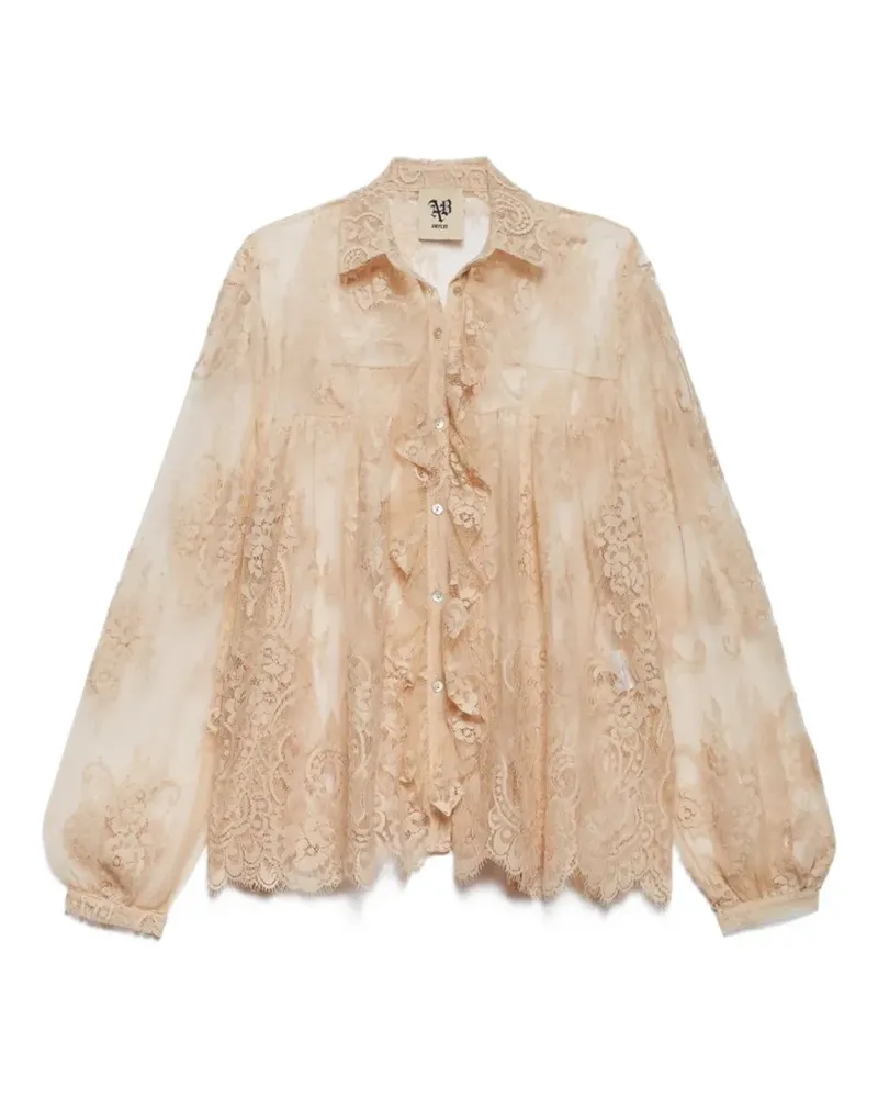 Aniye By lace-detail ruffled shirt - Nude Nude