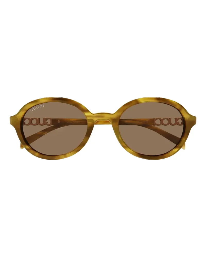 Gucci Sonnenbrille mit ovalem Gestell - Braun Braun