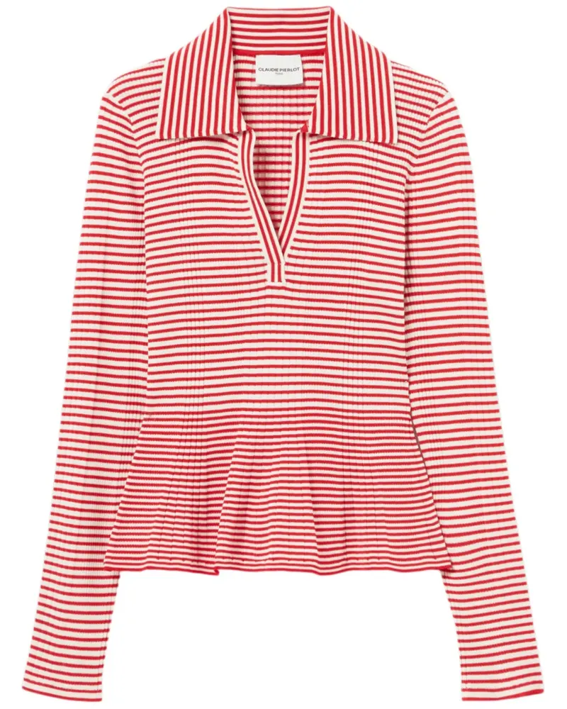Claudie Pierlot Gestreifter Pullover aus Feinstrick - Rot Rot