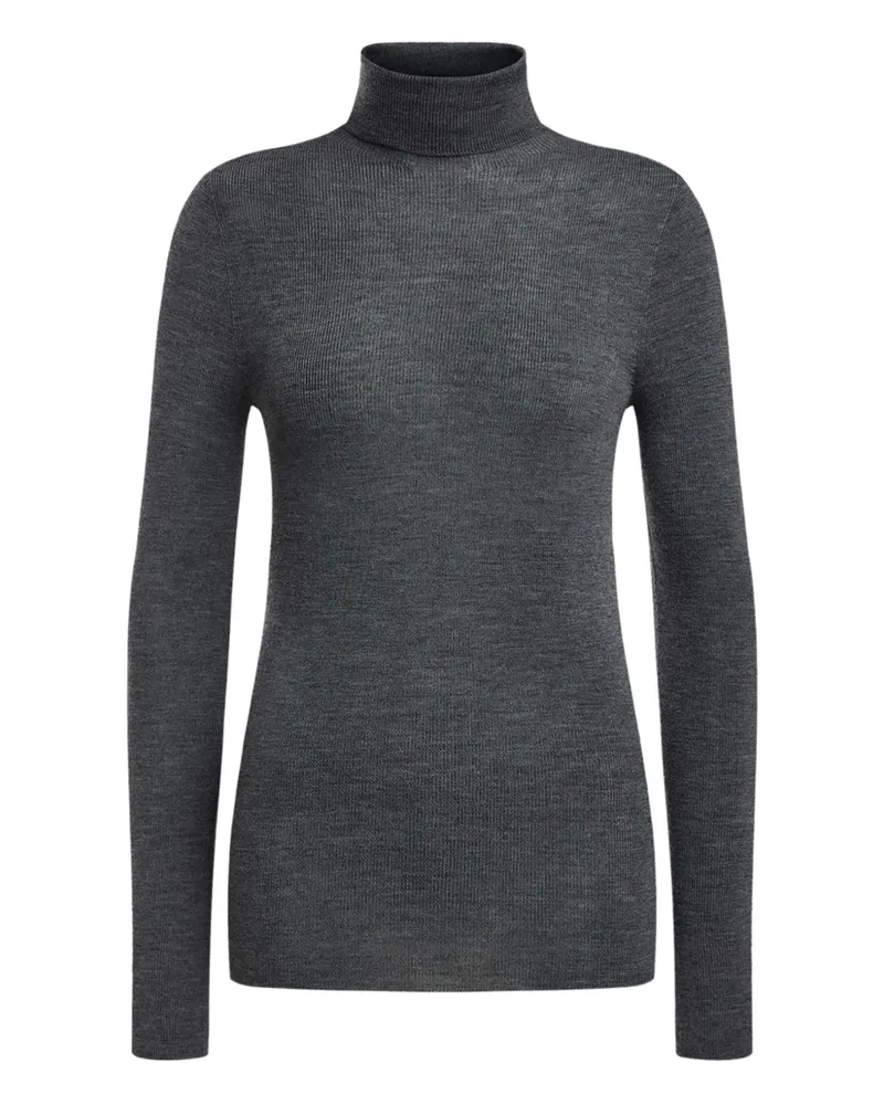 12 STOREEZ Gerippter Rollkragenpullover - Grau Grau