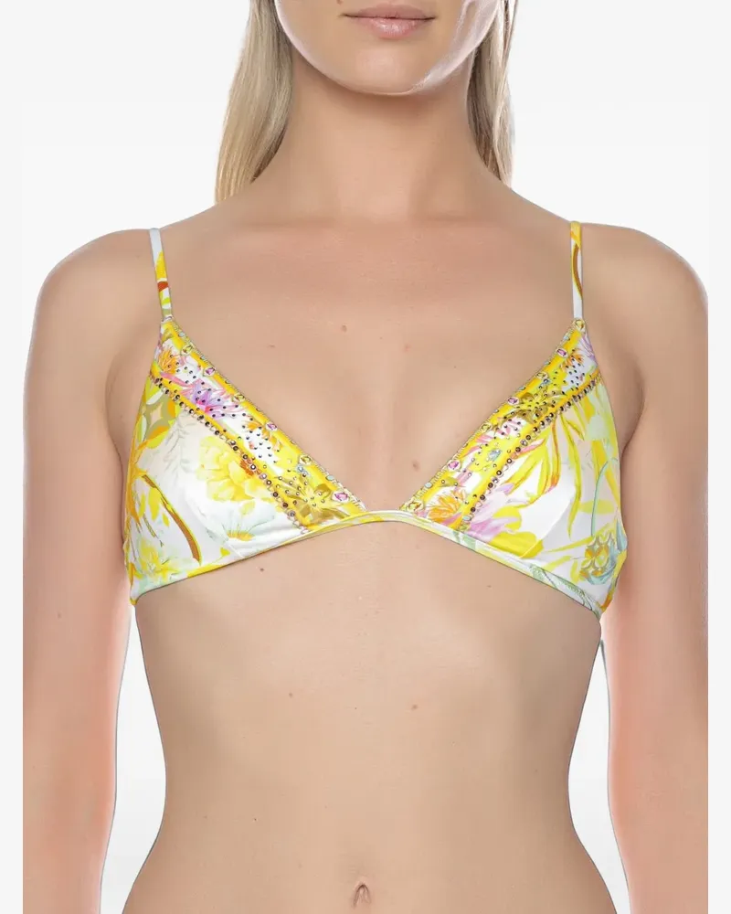 Camilla Tri Bra floral-print crystal-embellished bikini top - Weiß Weiß