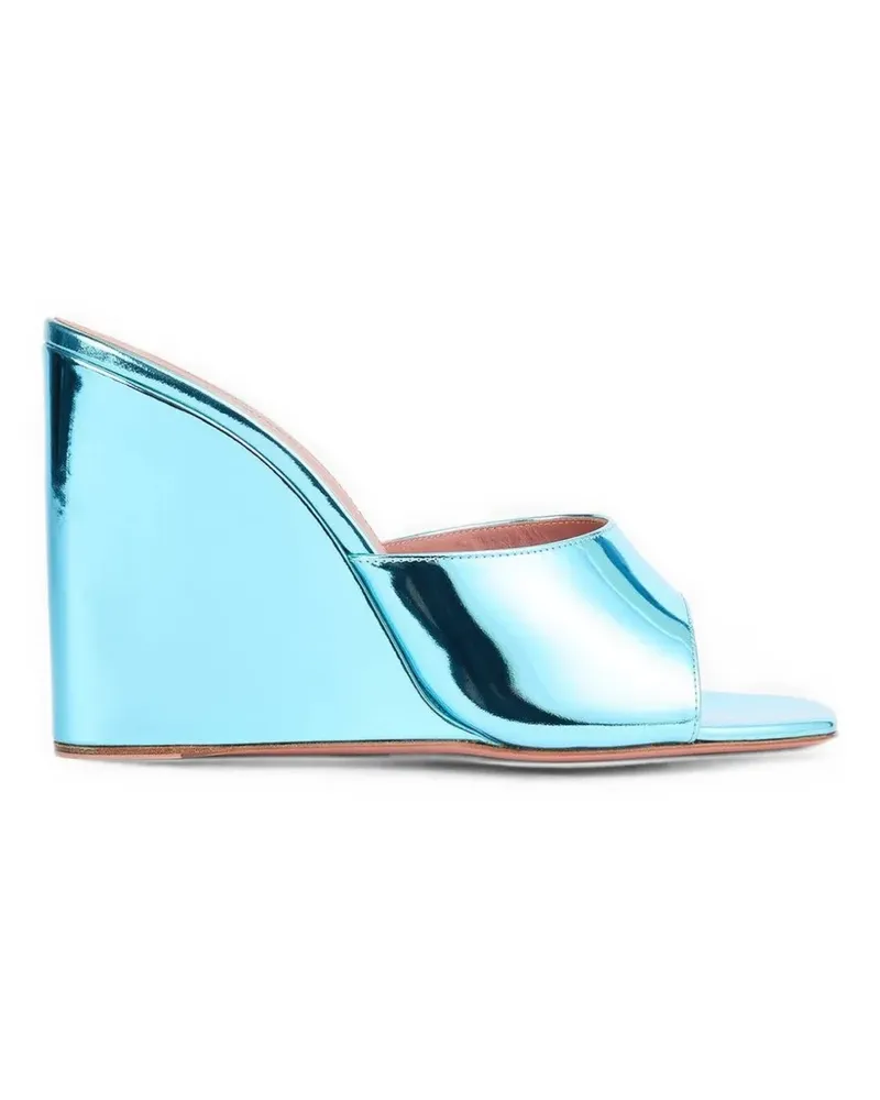 Amina Muaddi Lupita Wedge-Mules aus Leder - Blau Blau