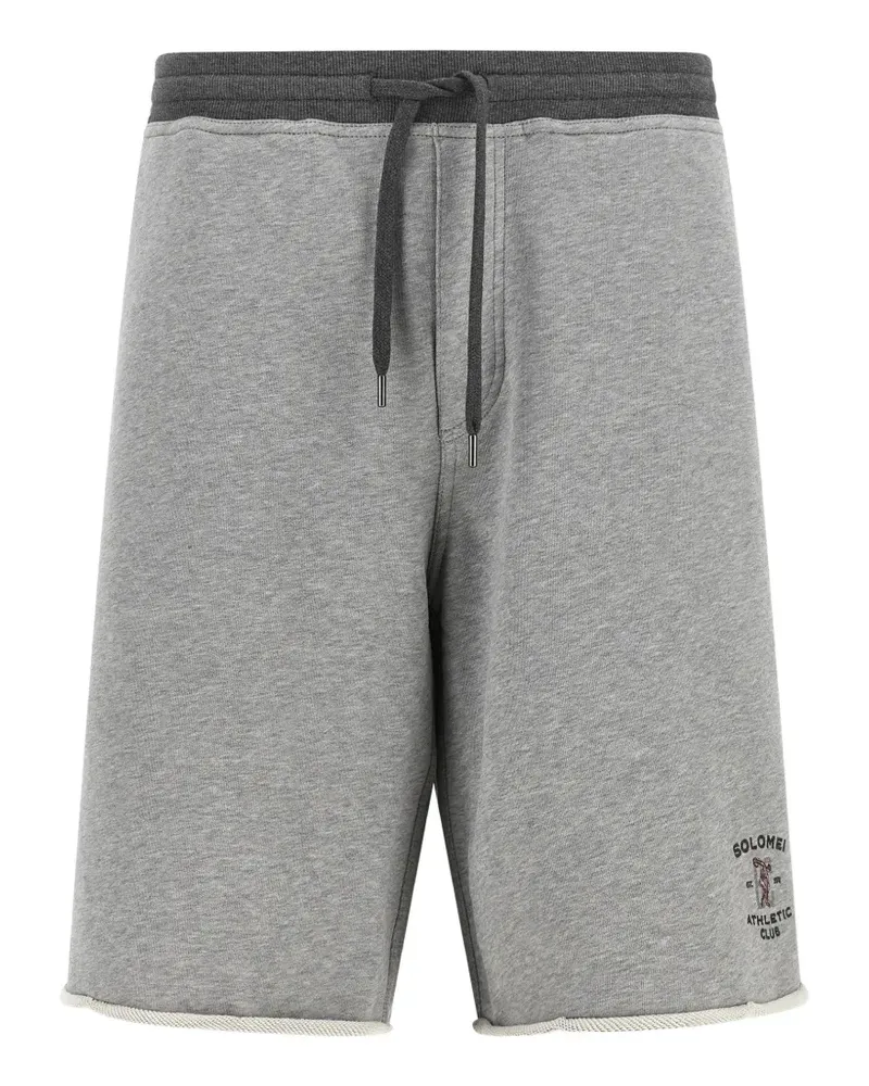 Brunello Cucinelli cotton French terry bermuda shorts with embroidery - Grau Grau
