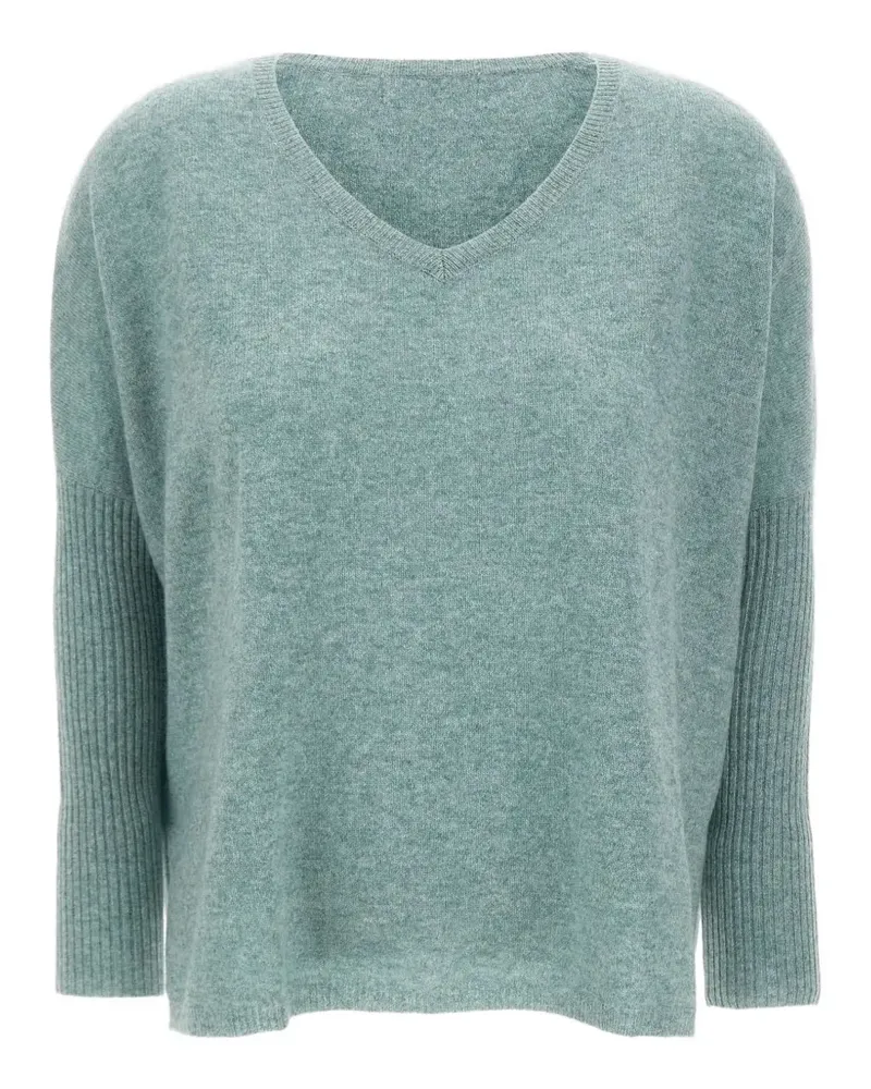 Not Shy Faustine ribbed-sleeve V-neck sweater - Grün Grün