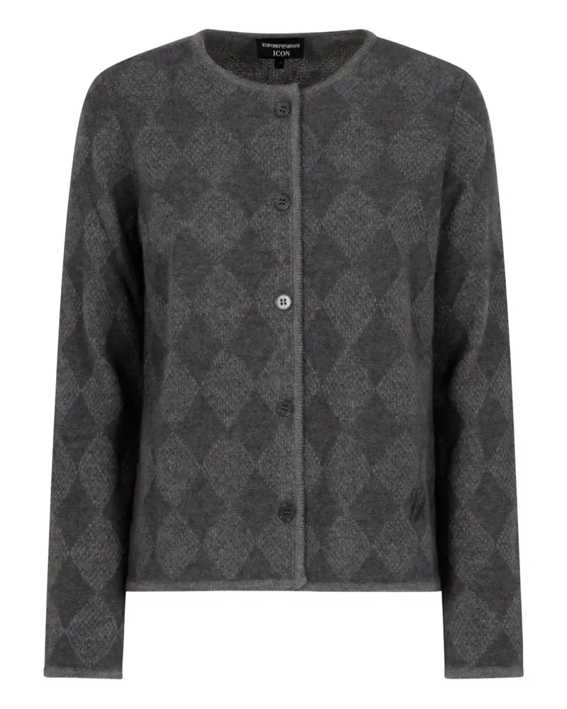 Emporio Armani diamond-pattern button cardigan - Grau Grau