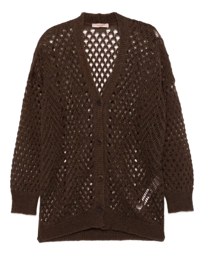 Twin-Set Cardigan mit Lochstrickmuster - Braun Braun