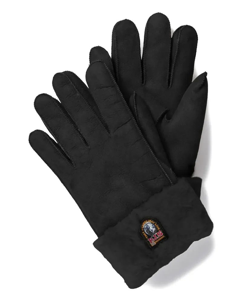 Parajumpers Handschuhe aus Wildleder mit Logo-Patch - Schwarz Schwarz