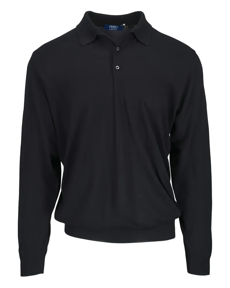 Fedeli Langärmeliges Poloshirt - Schwarz Schwarz