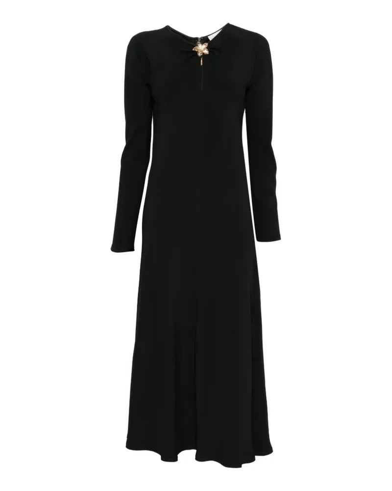forte_forte Kleid mit Blumenverzierung - Schwarz Schwarz