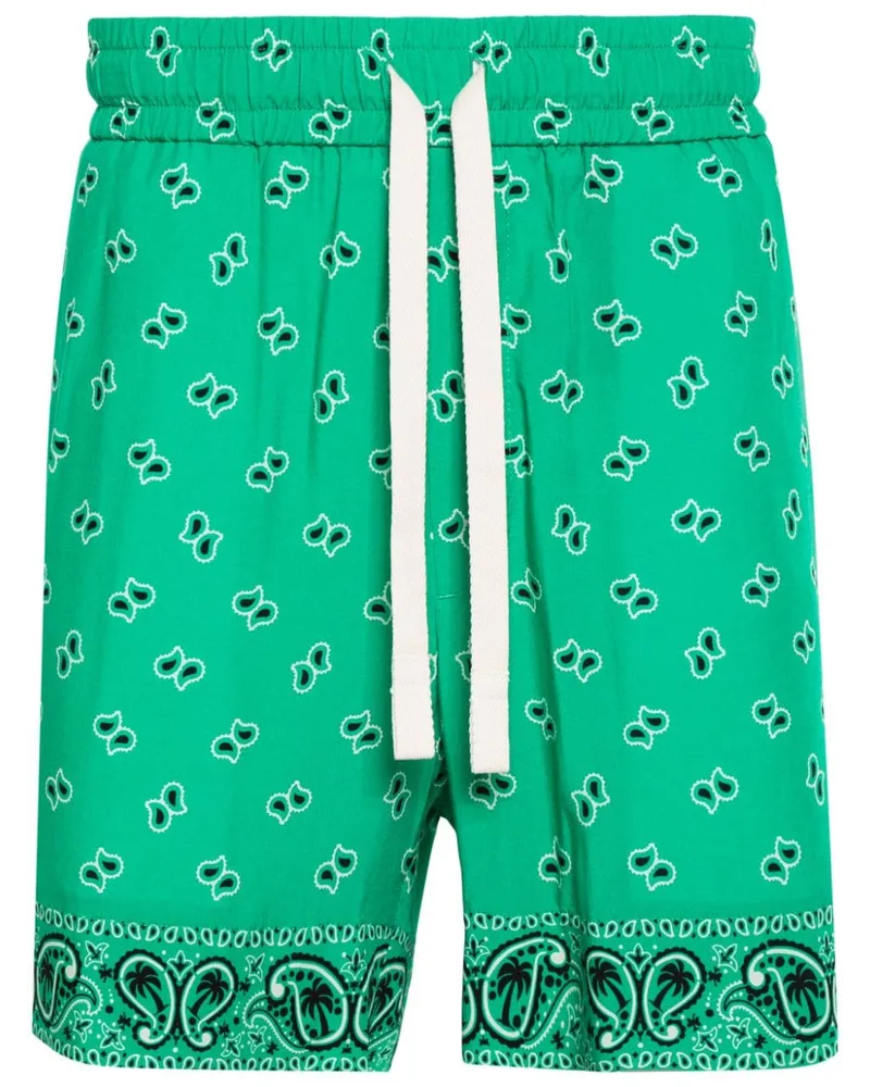 Palm Angels Segelshorts mit Paisley-Print Green