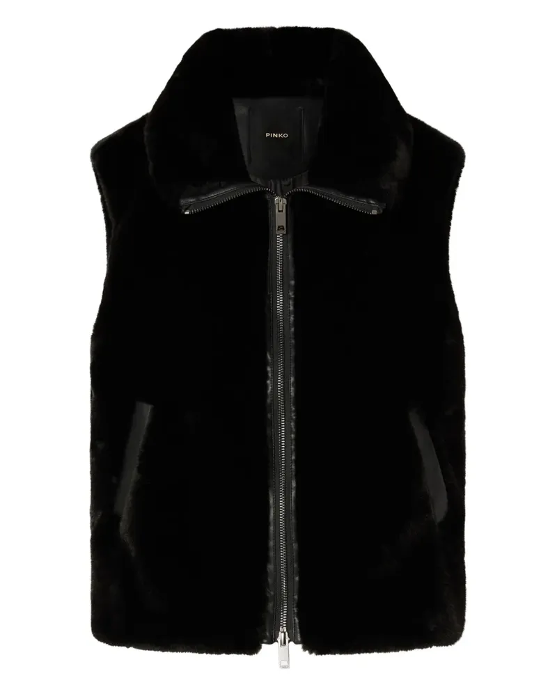 Pinko Weste aus Faux Fur mit Reißverschluss - Schwarz Schwarz