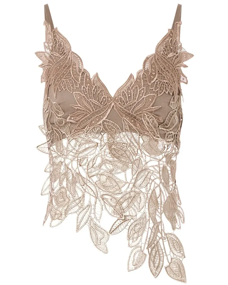 Alberta Ferretti Oberteil mit blumiger Stickerei - Nude Nude