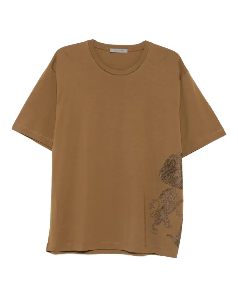 Corneliani T-Shirt mit Baum-Stickerei - Nude Nude
