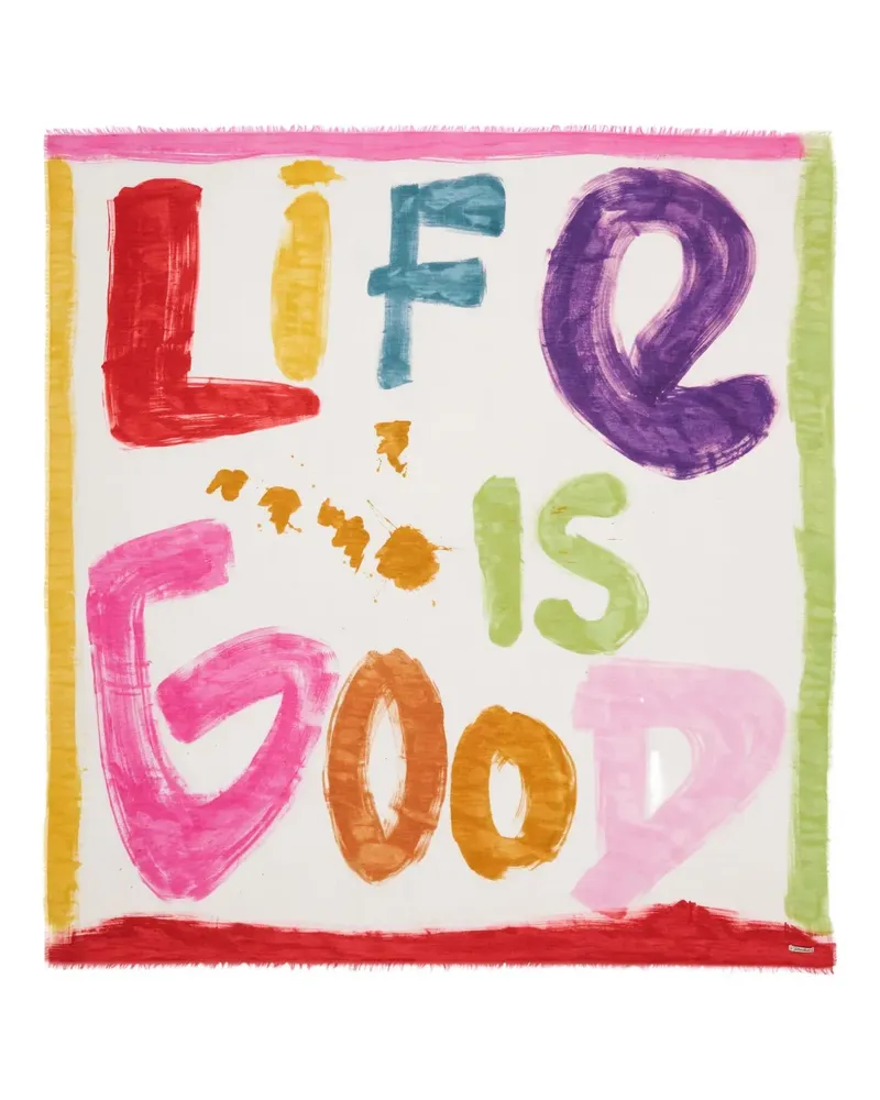 Faliero Sarti Life is Good square-cut scarf - Weiß Weiß