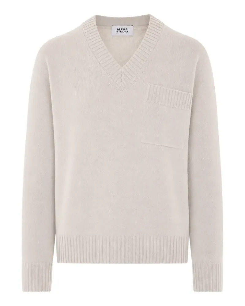 Alpha Studio V-neck pocket-detail sweater - Nude Nude