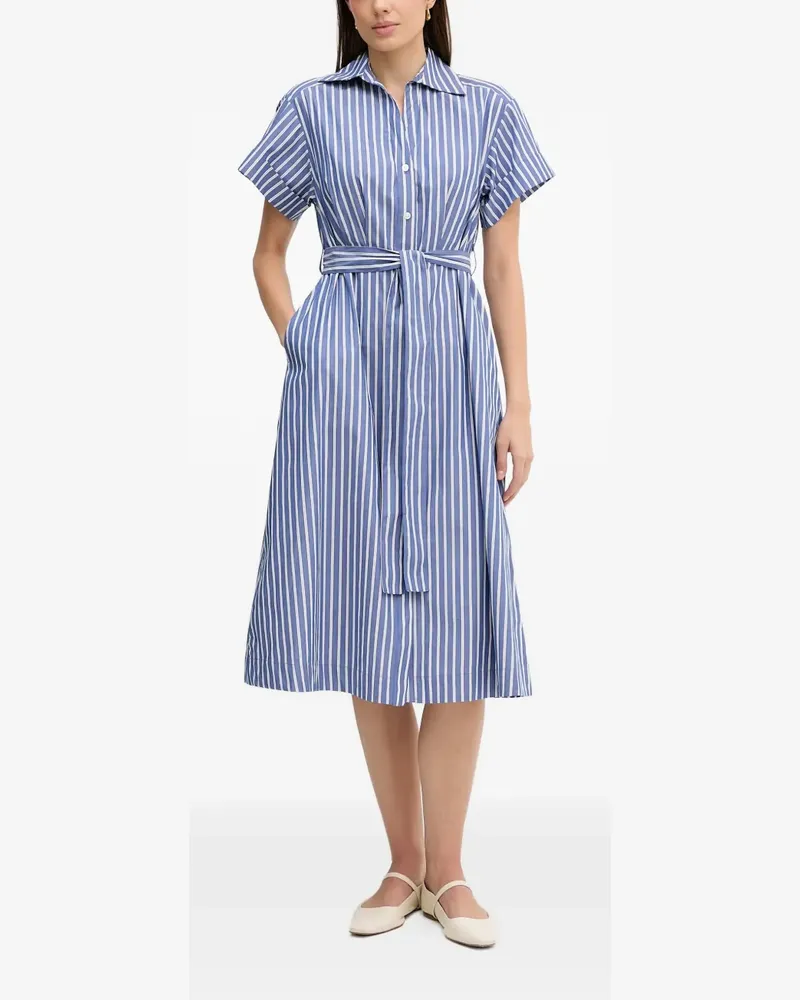 DKNY Gestreiftes Kleid mit Gürtel - Blau Blau