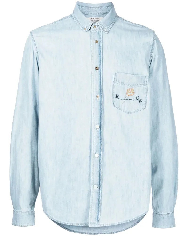 Nick Fouquet Hemd mit Stickerei - Blau Blau