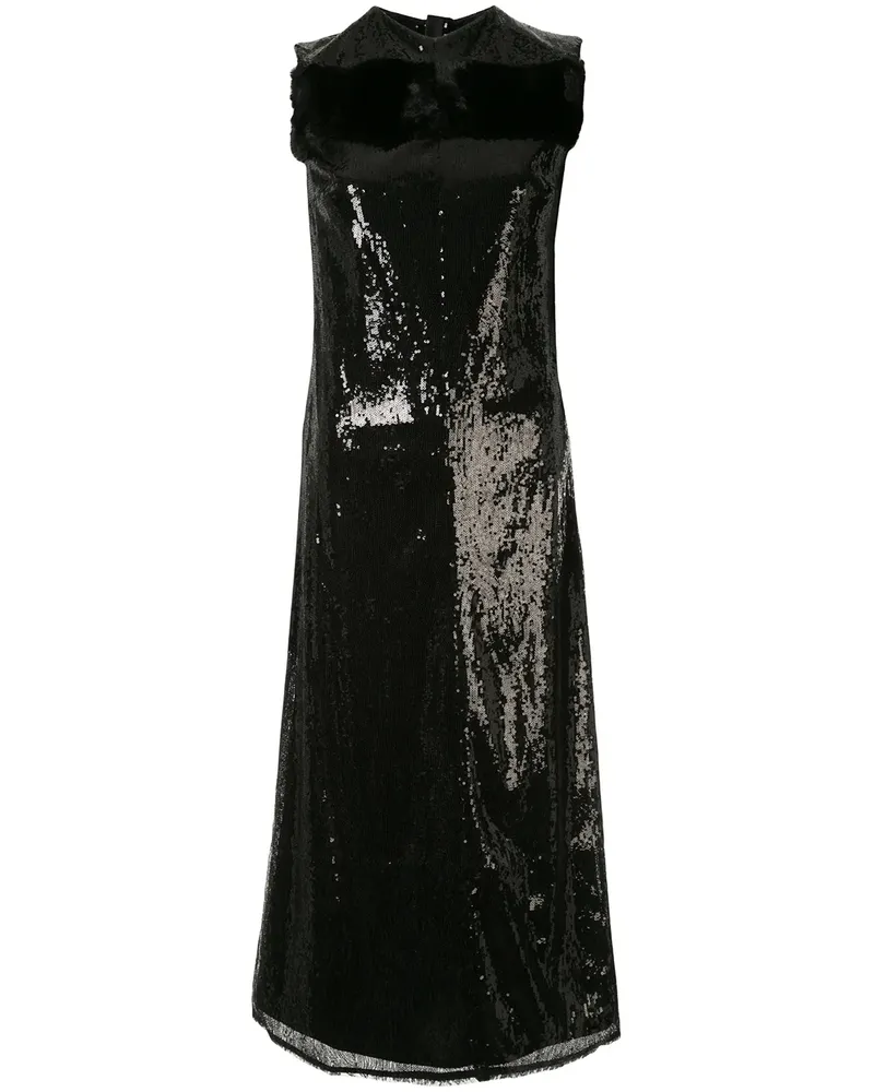 Yang Li Midikleid mit Pailletten - Schwarz Schwarz