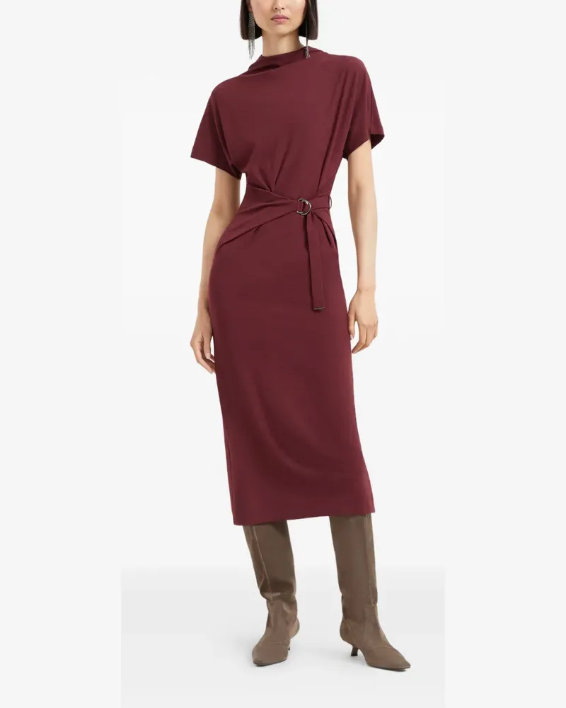 Brunello Cucinelli Midikleid mit Gürtel - Rot Rot