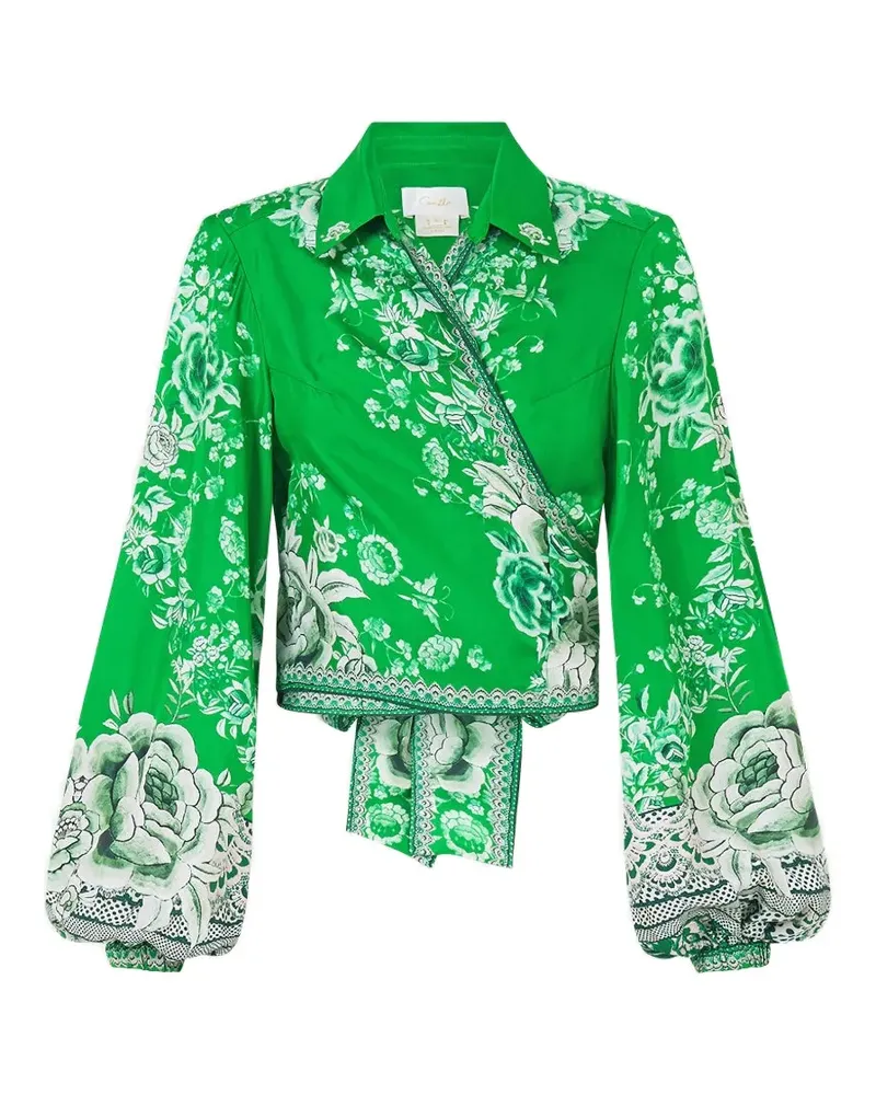 Camilla cropped wrap blouse - Grün Grün