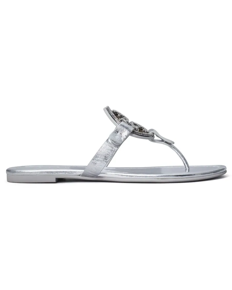 Tory Burch Miller Sandalen mit Logo-Schild - Silber Silber