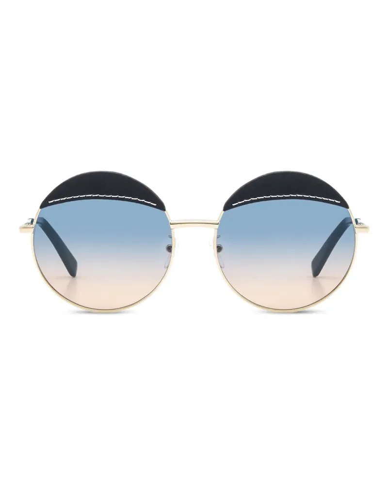 Loewe Runde Sonnenbrille mit Ziernähten - Gold Gold