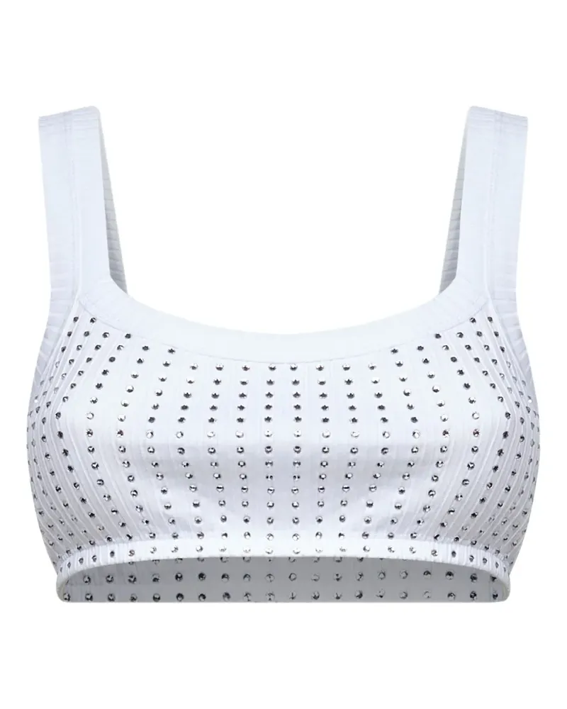 ATTICO Geripptes Oberteil mit Kristallen - Weiß Weiß