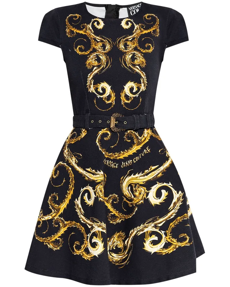 Versace Jeans Hemdkleid mit Barock-Print Schwarz