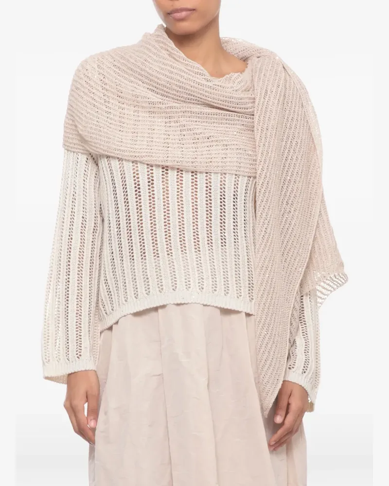 Antonelli Firenze sequin-embellished open-knit sweater - Nude Nude