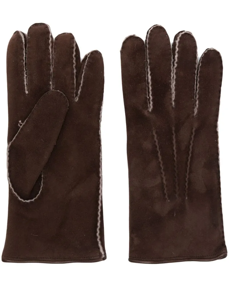 MOORER Handschuhe mit Kontrastdetail - Braun Braun