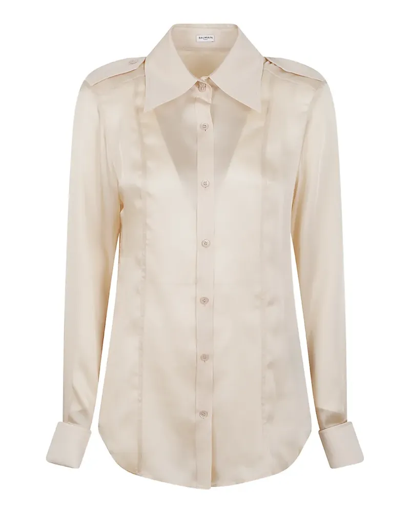 Balmain epaulette-detail buttoned shirt - Nude Nude