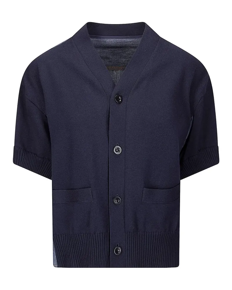 Sacai denim knit cardigan - Blau Blau