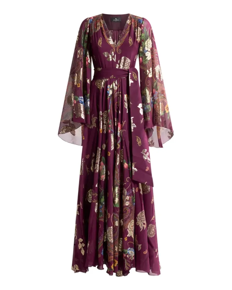 Etro Langes Seidenkleid mit Paisley-Print - Rot Rot