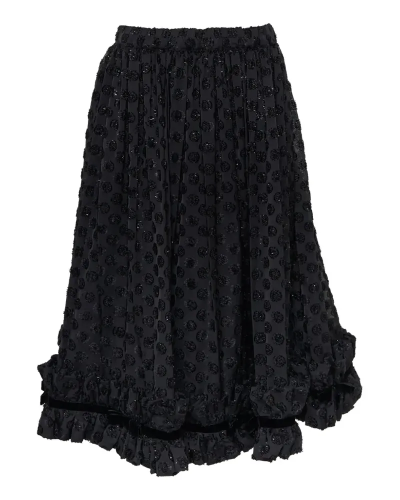 Noir Kei Ninomiya polka-dot ruffled midi skirt - Schwarz Schwarz