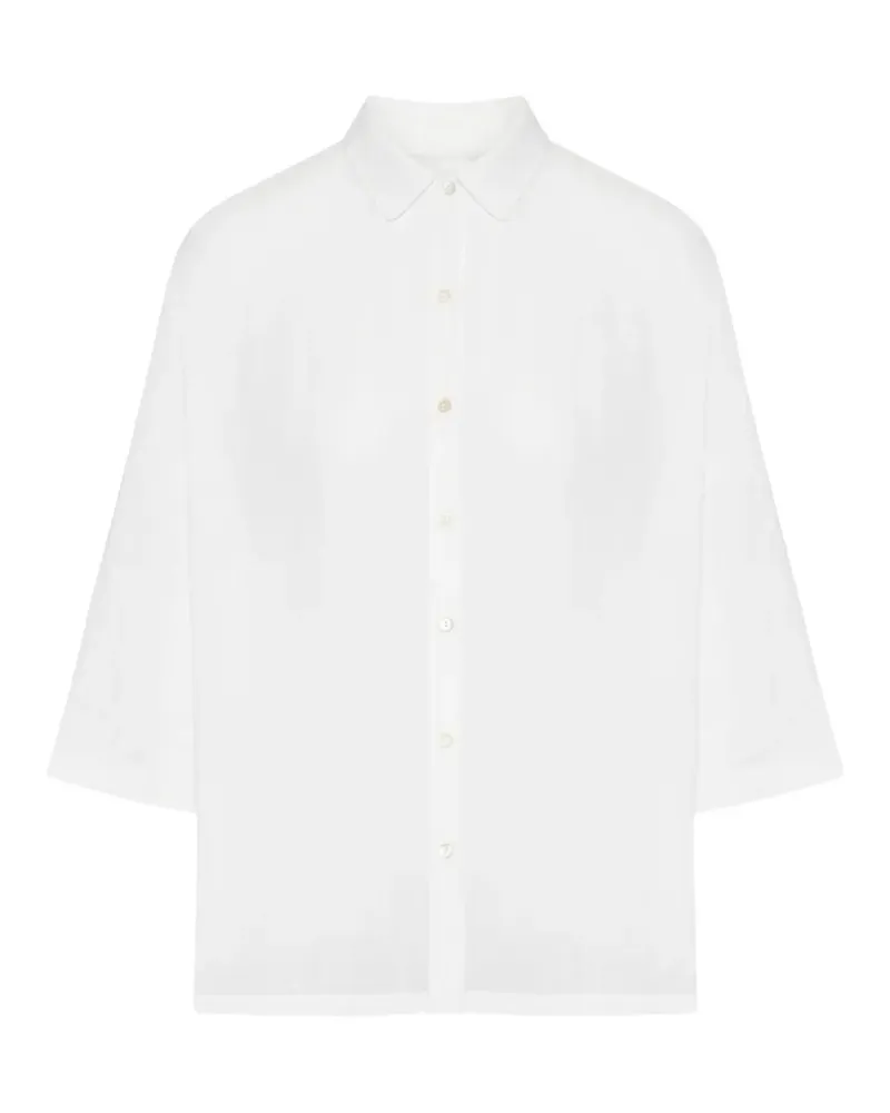 120% Lino oversized three-quarter sleeve shirt - Weiß Weiß