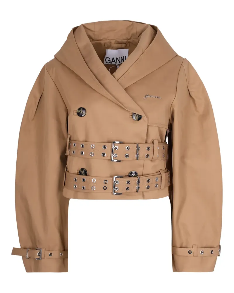 Ganni hooded buckled jacket - Braun Braun