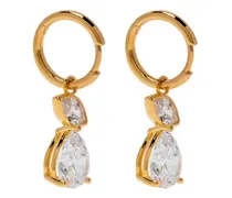 18kt yellow gold crystal-embellished dangle hoop earrings