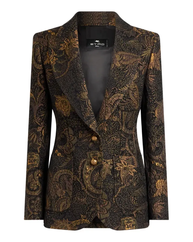 Etro Einreihige Jacquard-Jacke mit Paisley-Blumenmotiv - Schwarz Schwarz